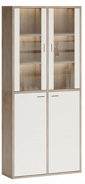 Шкаф-витрина Домино СУ(ш2в2)+2ФС+2ФГ Белый/Нельсон - Вид 1