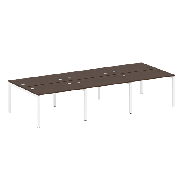 Metal System Quattro Р. ст. на 6 раб. места на П-образном м/к 50БП.СМ-6.2 Венге/Белый металл 3600*1475*750 - Вид 1