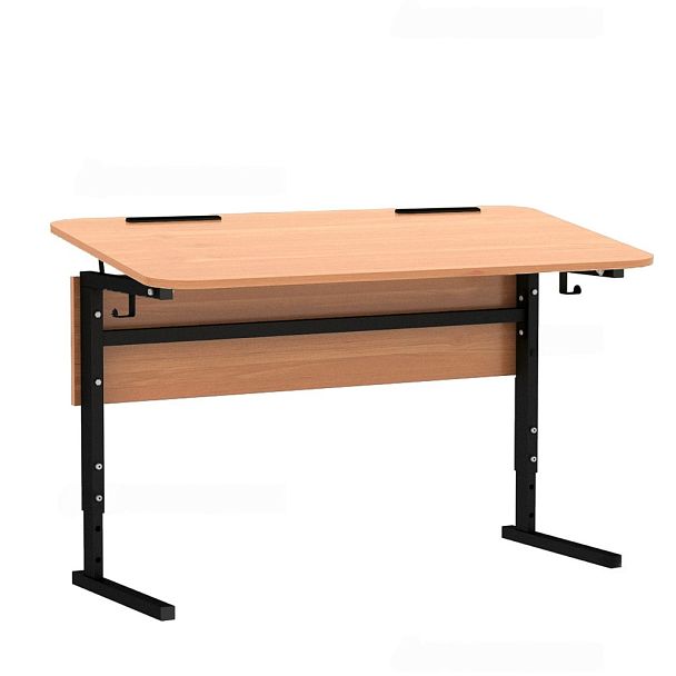 Стол ученический 114Рп, 2-местный, регулир. высота и наклон столешницы 0-10° на прямоугольной трубе (м/к Коричневый, Серый, Черный), гр.5-7 - Вид 5