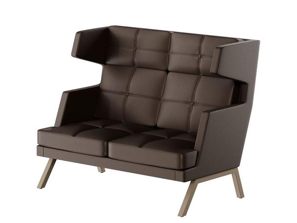 Aldo Диван двухместный высокий с декором из пуговиц ALDB-02 Линкольн 221/Металл Капучино 1430*960*11 - Вид 1