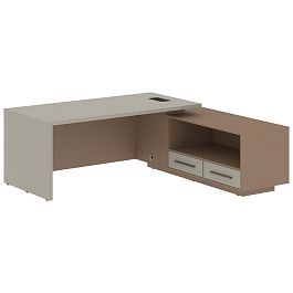 Стол руководителя с тумбой VCT 2119(R) Аметист/Бронза браш/Кобра 2100х1900х750 VELION - Фото предпросмотра