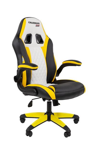 Кресло Chairman game 15 Россия экокожа черный/желтый/белый - Вид 1