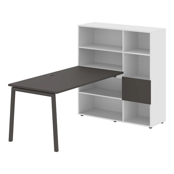 Стол-стеллаж ELRST 1215 Мокко/Мокко/Белый 1990х1250х1355 EDIS - Вид 1