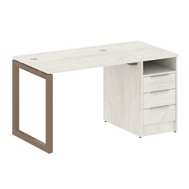 Metal System Quattro Р. ст. с тумбой на О-образном м/к 50БО.РС-СТП-1.1 Дуб наварра/Мокко металл 1412*720*750 - Фото предпросмотра