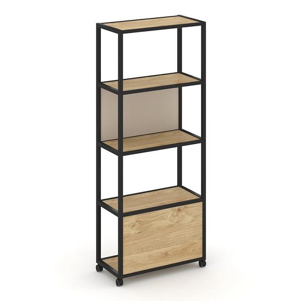 Shelf Mobile Стеллаж 5 уровней 1 секция VR.LT-STK-503.10 Тиквуд Светлый/Металл Черный/W-04 1000*400*2000 - Вид 2