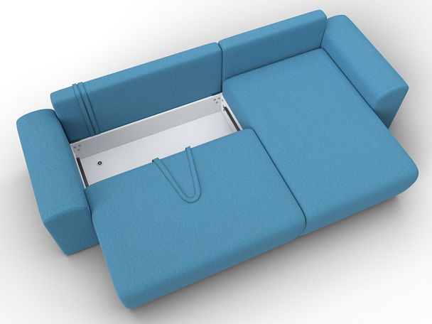 Диван угловой Лига-099 угол универсальный Рогожка голубой - Вид 7