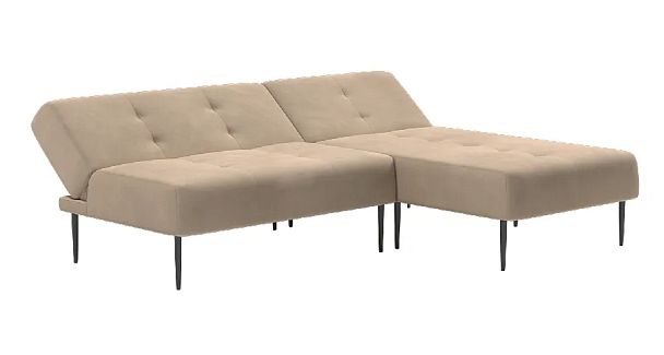 Monaco диван-кровать с шезлонгом, без подлокотников, бархат бежевый 5 - Вид 4