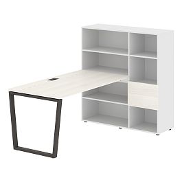 Стол-стеллаж EVRST 1215 Ясень Траун/Мокко/Белый 1990х1250х1355 EDIS - Фото предпросмотра