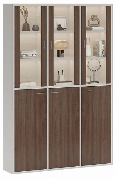 Шкаф-витрина Домино СУ(ш3в2)+3ФГ+3ФС Белый/Шамони - Вид 2