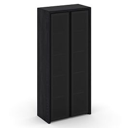 Корнер Шкаф высокий широкий COR.ST-1.10RG Каштан Тоскана/Черный/Серый Черная Рама 900*450*2000 - Фото предпросмотра