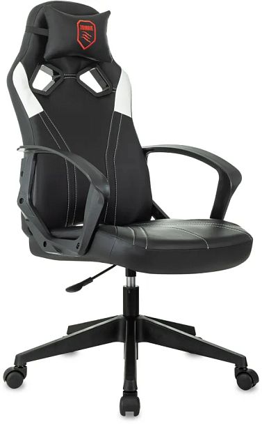 Кресло игровое Zombie 50 черный/белый экокожа крестов. пластик - Вид 1