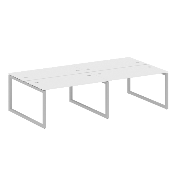 Metal System Quattro Р. ст. на 4 раб. места на О-образном м/к 50БО.СМ-4.3 Белый/Серый металл 2800*1475*750 - Вид 1