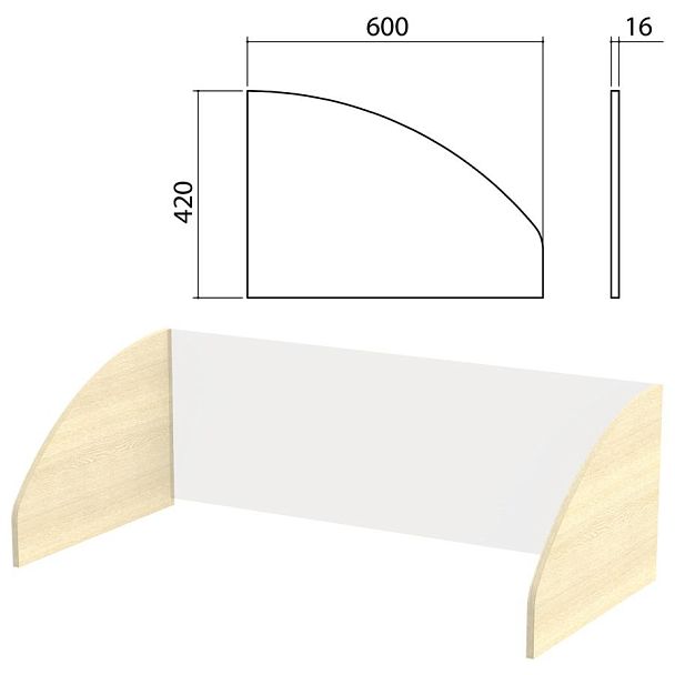 Панель боковая к экрану "Канц" 600х16х420 мм, КОМПЛЕКТ 2 шт., цвет дуб молочный, ЭК14.15 - Вид 2