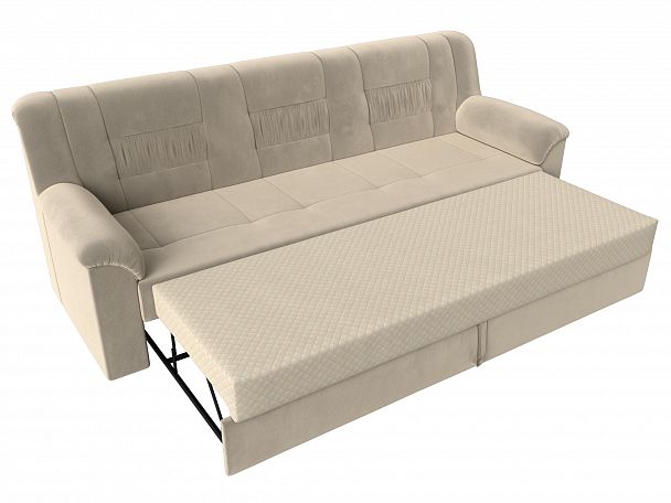 Прямой диван Карелия (полностью микровельвет бежевый) - Вид 6