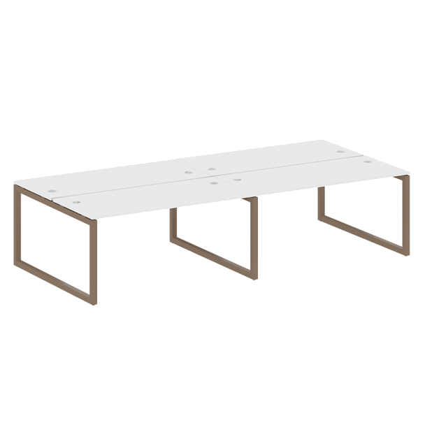 Metal System Quattro Р. ст. на 4 раб. места на О-образном м/к 50БО.СМ-4.4 Белый/Мокко металл 3200*1475*750 - Вид 1