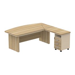 Стол руководителя с тумбой L,R 2000 Берлин Кокоболо СРТ 20-200 - Фото предпросмотра