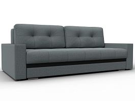 Диван прямой с декором Лига-096 НПБ Рогожка;Экокожа серый - Фото предпросмотра