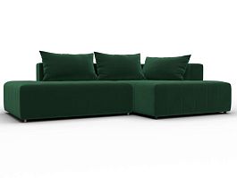 Диван угловой Лига-103 НПБ угол правый Велюр зеленый - Фото предпросмотра