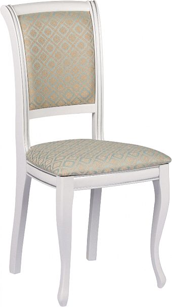 Комплект деревянных стульев с мягким сиденьем Арктос Белый с серебряной патиной/Бирюзовый жаккард, 3 шт. - Вид 3