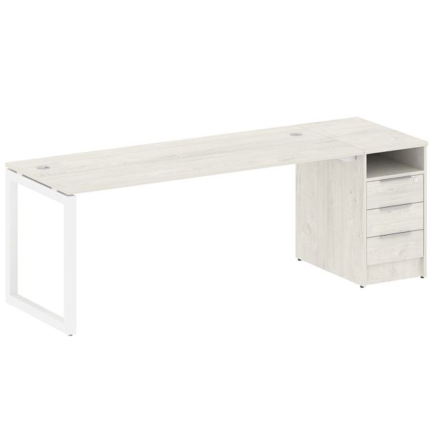 Metal System Quattro Р. ст. с тумбой на О-образном м/к 50БО.РС-СТП-1.5 Дуб наварра/Белый металл 2212*720*750 - Вид 1