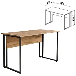 Стол BRABIX "SMART CD-019", 1180х600х770 мм, ЛОФТ, металл/ЛДСП бунратти, каркас черный, 641948 - Фото предпросмотра