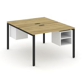 Concept Рабочая станция 2 сторонняя с подвесными тумбами на 2 места CN.DRS-106 Дуб Винченцо/Белый Бриллиант/Металл Черный 1180*1480*750 - Фото предпросмотра