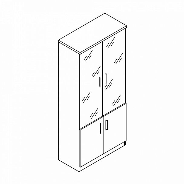 Absolute Libreria with glass Palissandro Комбинированный шкаф (90х42х200) палисандр "Шкафы-купе с тремя дверями" ТО-002705000014 палисандр - Вид 1