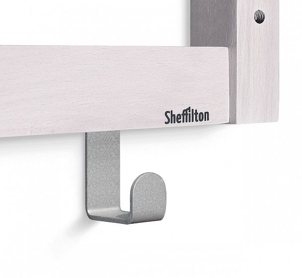 Вешалка деревянная Альберо SHT-WH4 настенная беленый/алюм.мет - Вид 5