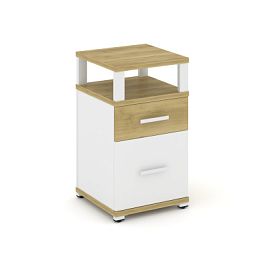 Concept Тумба приставная 1 ящ.+1 распаш. фасад с надставкой CN.TUP-006 W Дуб Винченцо/Белый Бриллиант/Металл Белый 420*420*750 - Фото предпросмотра
