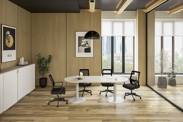 Секция  раб. станции Sigma 2800х1438х750 / профиль: 60х30 антрацит; столешница: дуб темный - Вид 15