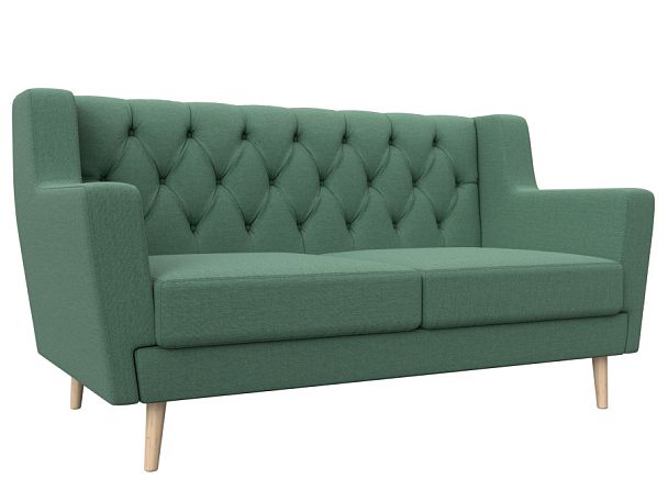 Диван кухонный прямой Брайтон 2 Люкс Рогожка зеленый - Вид 1