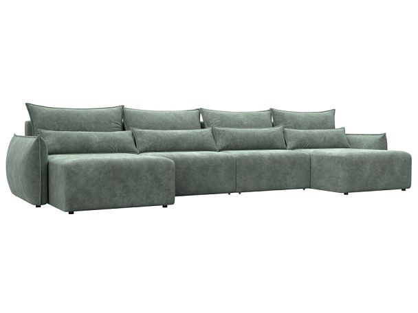 Диван П-образный Лига-051 НПБ Лонг Велюр зеленый - Вид 1