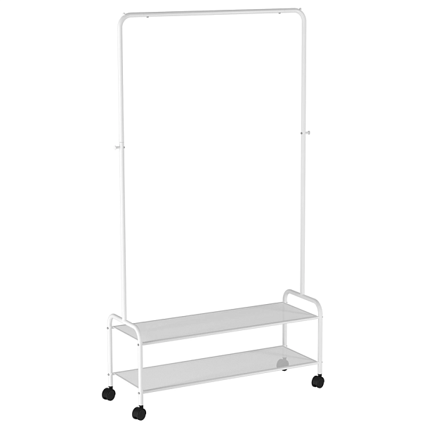 Вешалка для плечиков "Валенсия-32М", 1620х915х300 мм, 2 полки, передвижная, металл, белая, ВГВ32М Б - Вид 1