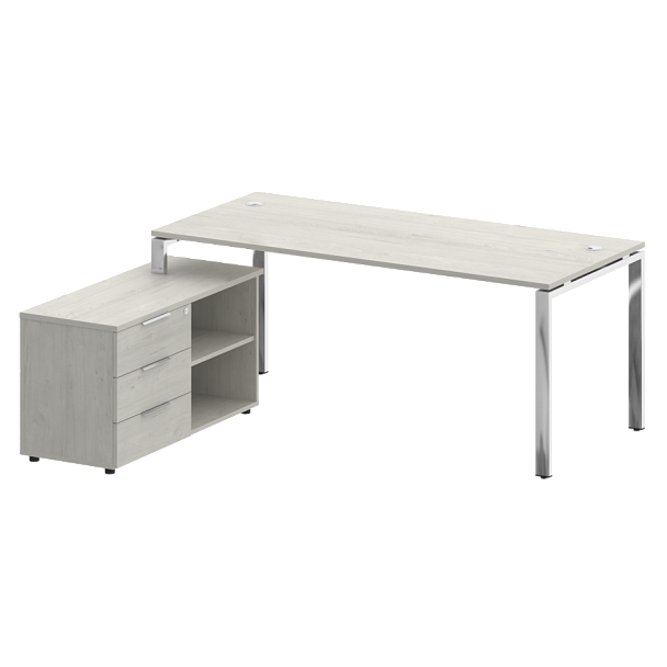 Metal System Direct Стол руковододителя с тумбой левый БГ.СРТ-5.8 (L) Дуб наварра/Нерж. сталь 1900*1620*750 - Вид 1