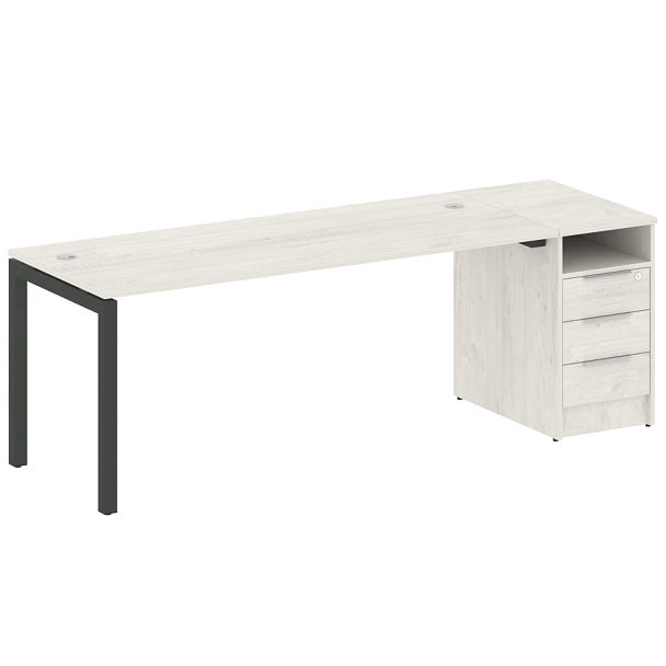 Metal System Quattro Р. ст. с тумбой на П-образном м/к 50БП.РС-СТП-1.5 Дуб наварра/Антрацит металл 2212*720*750 - Вид 1