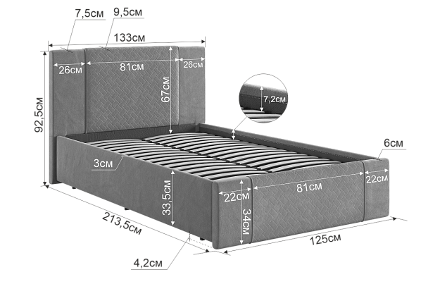 Кровать с подъемным механизмом Хлоя 120х200 см ZP.KM1.2-24.2081 - Вид 4
