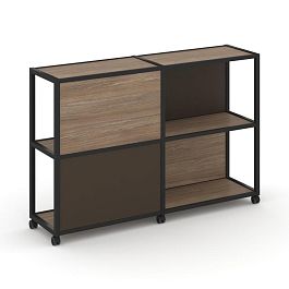 Shelf Mobile Стеллаж 3 уровня 2 секции VR.LT-STK-314.12 Дуб Аризона/Металл Черный/W-25 2370*400*1046 - Фото предпросмотра