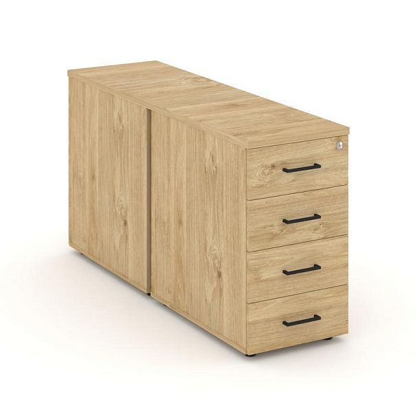 Стайл Проджект Тумба опорная/приставная SN.TOP-013 Тиквуд Светлый/Черный Ручки 416*1632*750 - Вид 1