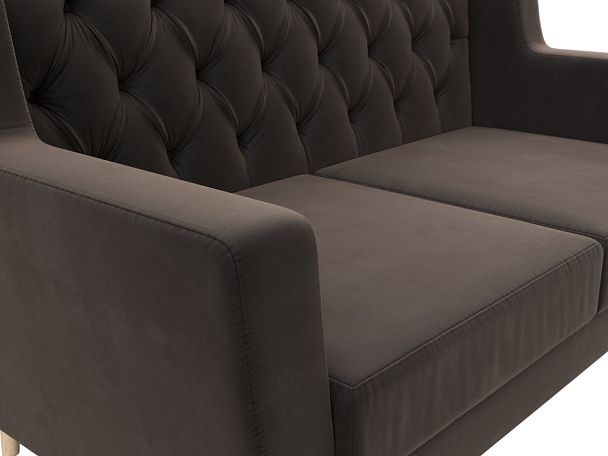 Прямой диван Брайтон 2 Люкс (полностью велюр коричневый) - Вид 4