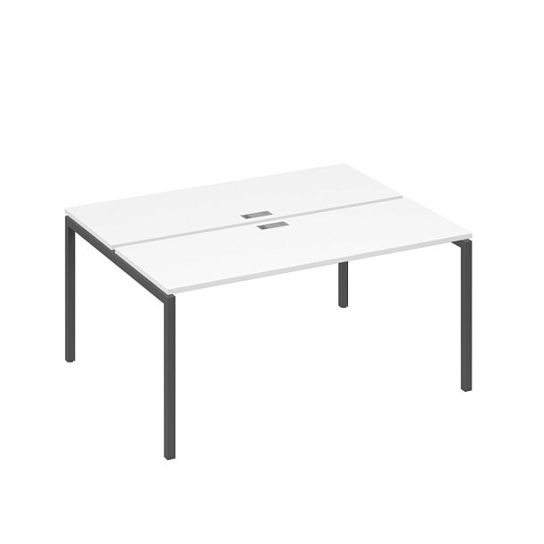 Рабочая станция 2х160 на опорах DUE A4 А4 Б2 172 БП белый премиум / металлокаркас антрацит - Вид 1