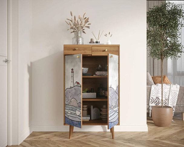 Комод Berber два ящика и дверки арт BB46/Print_51 - Вид 2