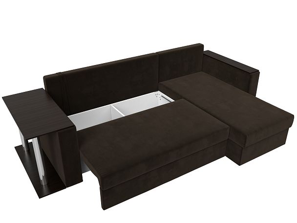 Угловой диван Атланта Лайт правый (полностью микровельвет коричневый) - Вид 7