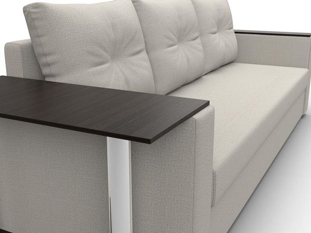 Диван прямой Атланта Лайт со столом слева Рогожка бежевый - Вид 4