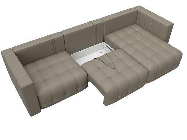 Диван угловой Лига-052 НПБ Лонг угол универсальный Экокожа бежевый - Вид 7