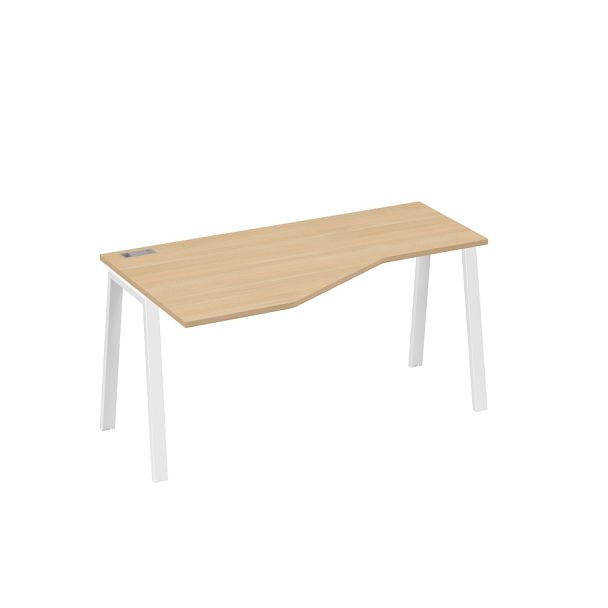 Стол эргономичный левый "Техно" на металлокаркасе TRE A4 А4 Б3 055 БП натуральный дуб / металлокаркас белый - Вид 1