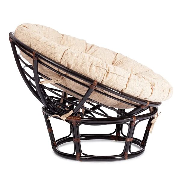 Кресло Папасан/Papasan (23/01 W) /с подушкой и ремешками/Antique brown (античный черно-коричневый) - Вид 2