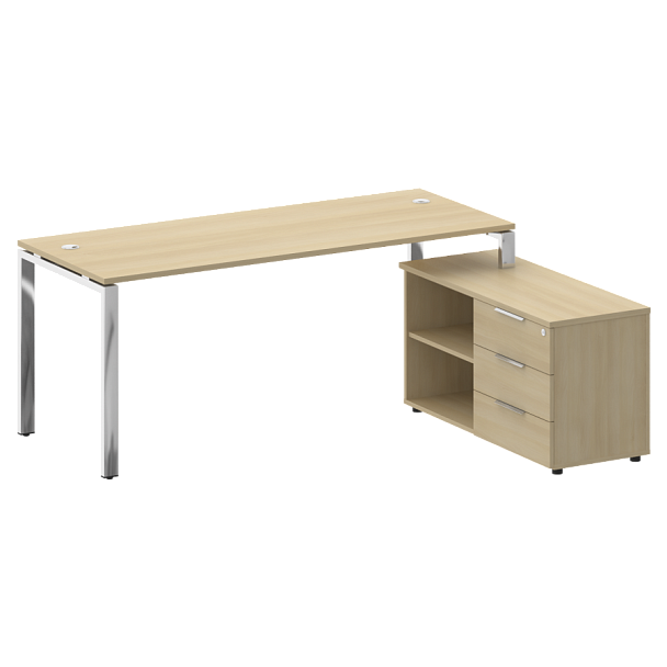Metal System Direct Стол руковододителя с тумбой правый БГ.СРТ-5.7 (R) Акация/Нерж. сталь 1900*1520*750 - Вид 1
