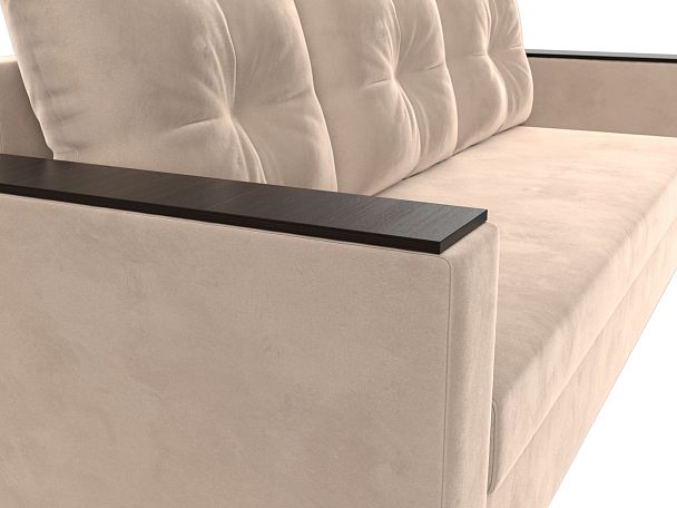 Диван прямой Атланта Лайт без стола (полностью велюр бежевый) - Вид 4
