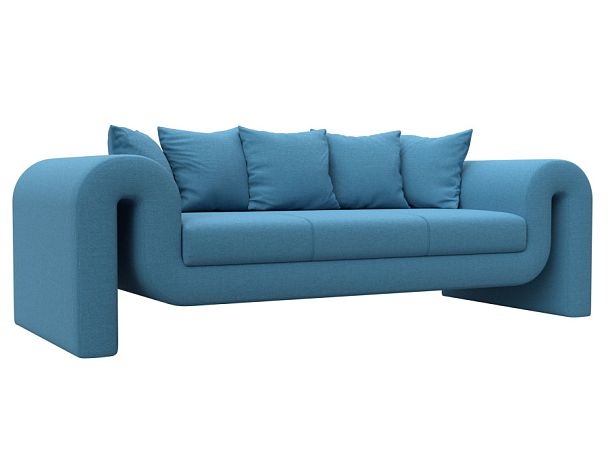 Диван прямой Волна Рогожка голубой - Вид 1