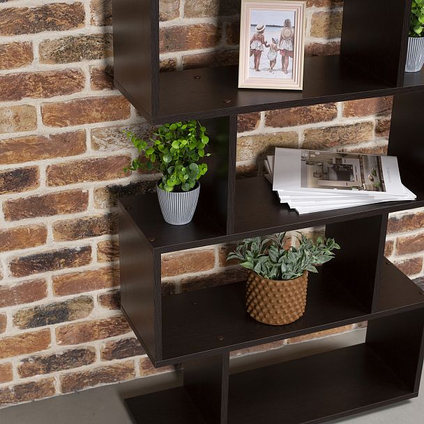 Стеллаж BRABIX "Scandi SH-008", 730х250х1760 мм, 6 секций, ЛДСП, венге, 641899, ЦБ013658-3 - Вид 11